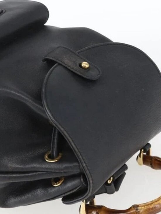 GUCCI Bamboo Backpack Leather Black Gold 003 1956 0030 Auth ka1325A main image 15